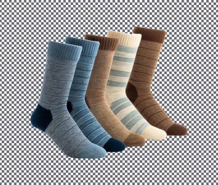 PSD winter socks isolated on a transparent background