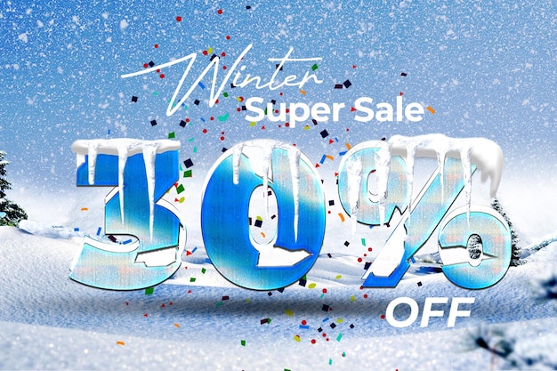 PSD winter super sale offer 50 percent discount banner