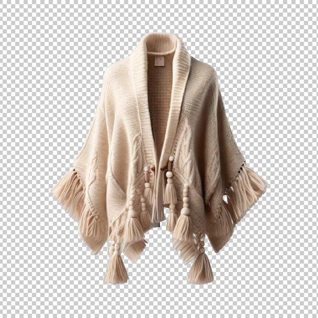 PSD winter tassel shawl cardigan izolowany premium psd