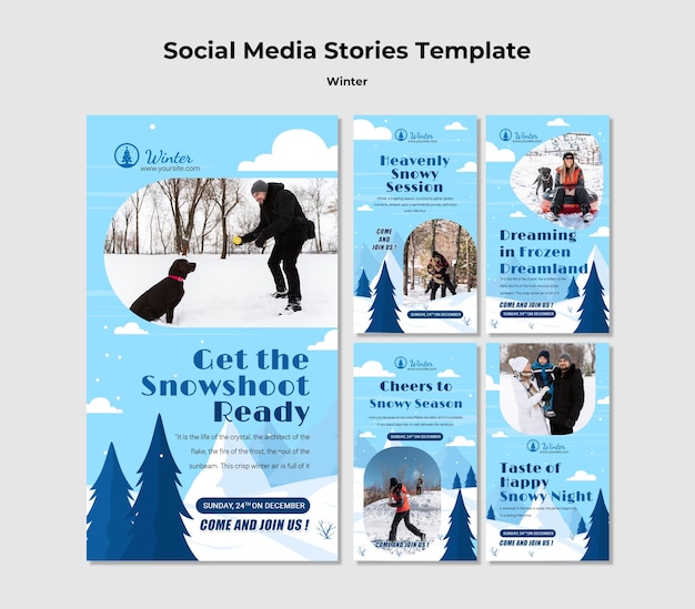 PSD winter template design of instagram storeis