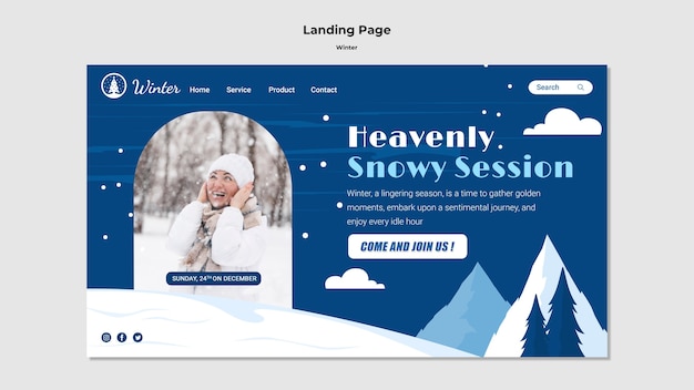 Winter template design of landing page