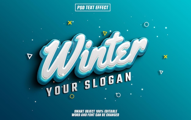 winter text effect font editable typography 3d text