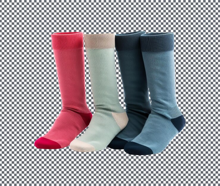 PSD winter thermal fleece socks isolated on a transparent background