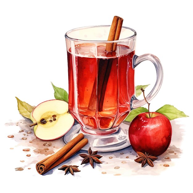 PSD winter wassail beverages illustration watercolor style ai generated