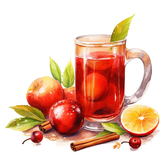 PSD winter wassail beverages illustration watercolor style ai generated