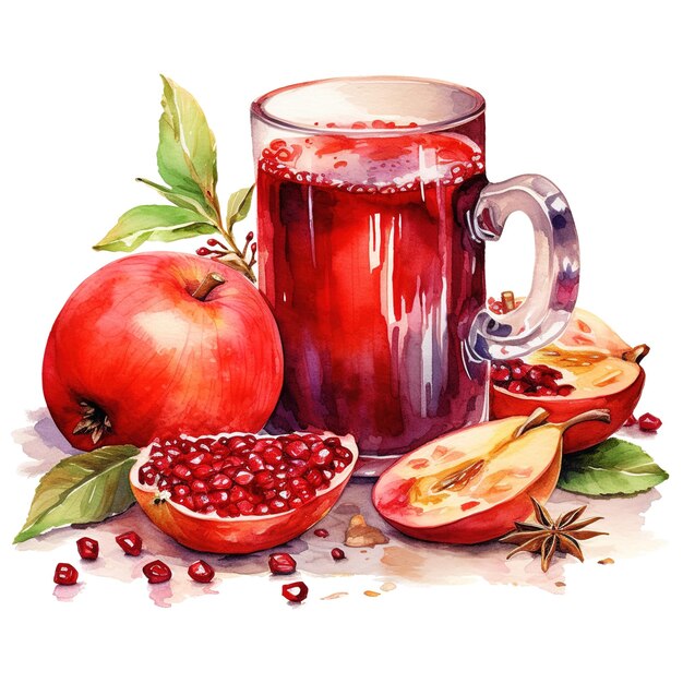 PSD winter wassail beverages ilustracja akwarelowy styl ai generowany