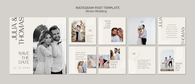 PSD winter wedding instagram posts
