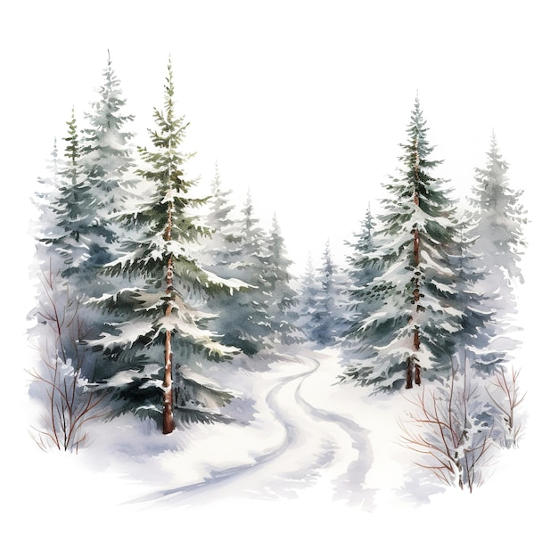 PSD winter woods for christmas event watercolor style ai generated