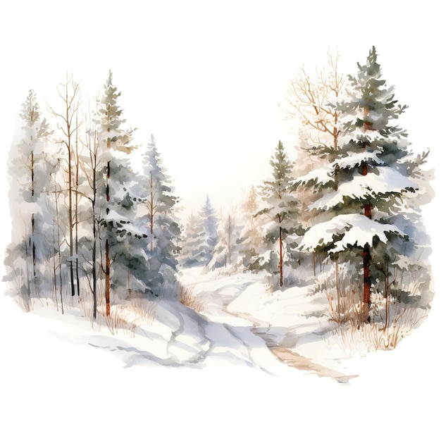 Winter woods for christmas event waterverf stijl ai gegenereerd