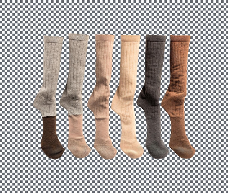 PSD winter wool knit socks isolated on a transparent background