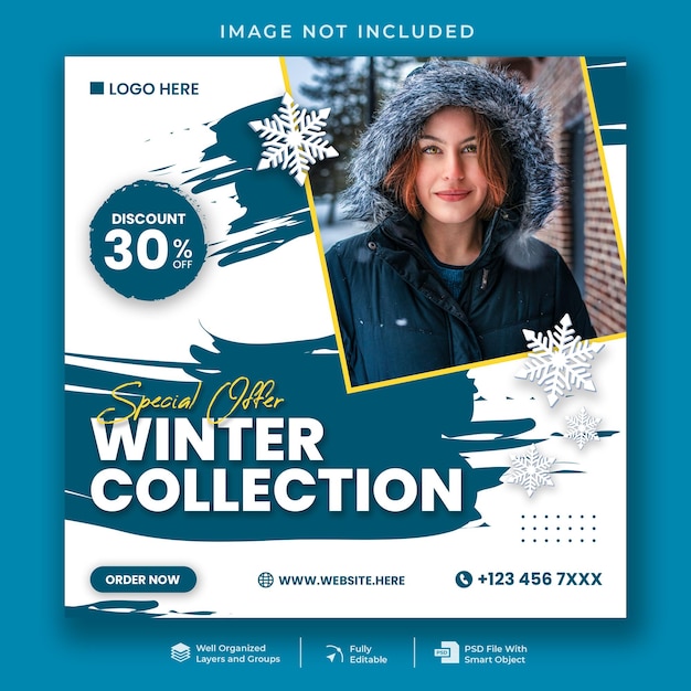 Wintercollectie verkoop social media banner sjabloon