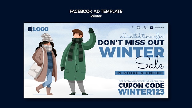 Winterseizoen facebook-sjabloon