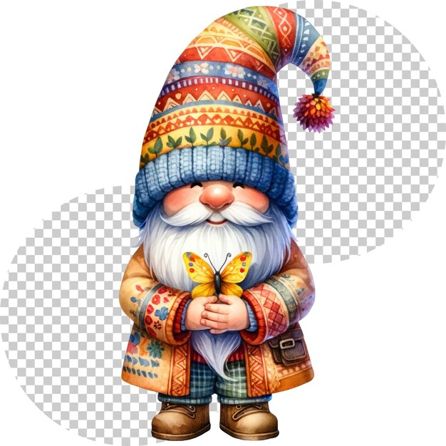 PSD wiosenne akwarele gnome clipart ilustracja