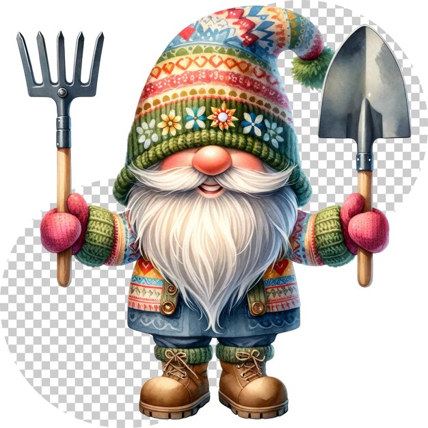 PSD wiosenne akwarele gnome clipart ilustracja