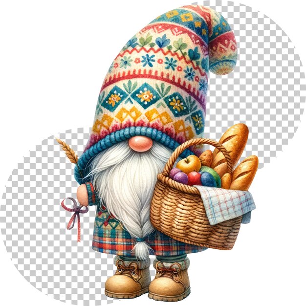 PSD wiosenne akwarele gnome clipart ilustracja