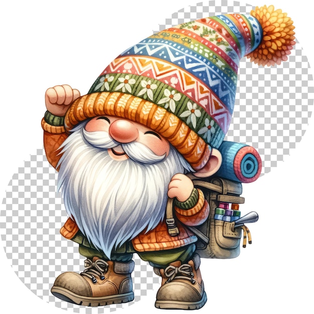 PSD wiosenne akwarele gnome clipart ilustracja