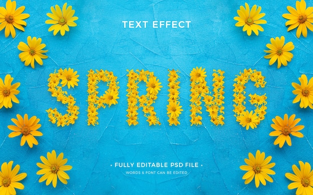 PSD wiosenny efekt tekstowy z roślinnością