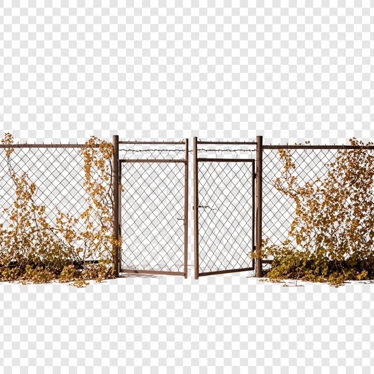 PSD a wire fence with weeds growing on it