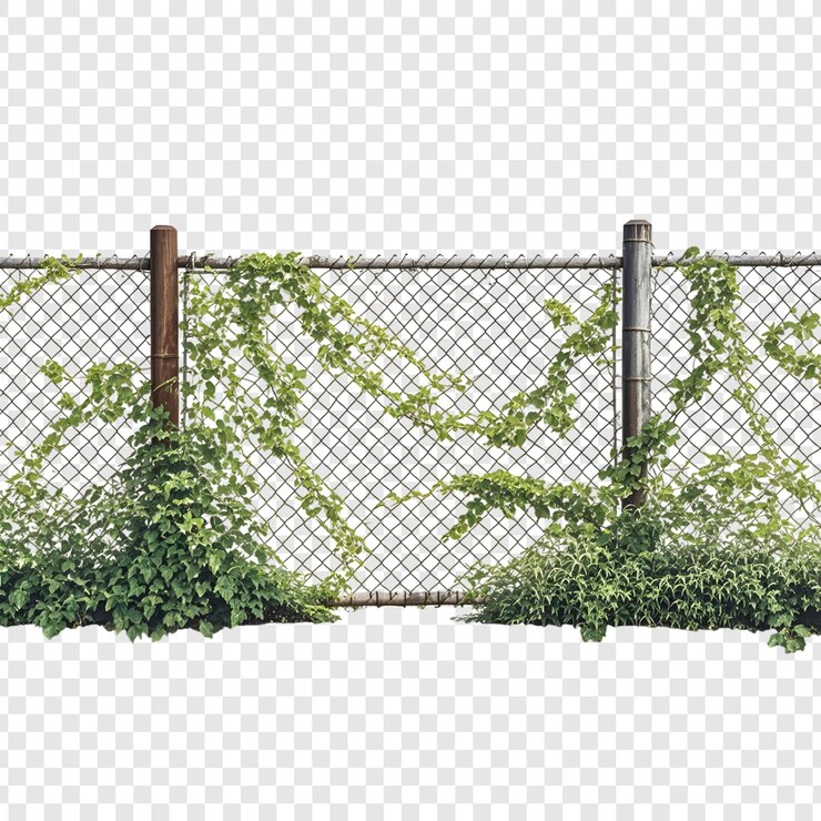PSD a wire fence with weeds growing on it
