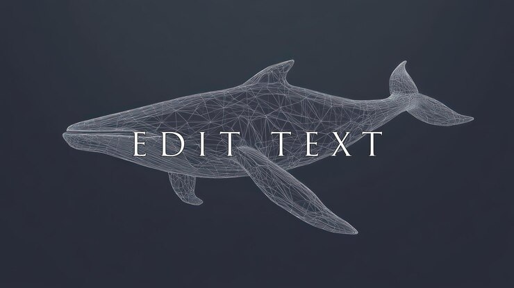 PSD wireframe model of a humpback whale lowpoly illustration