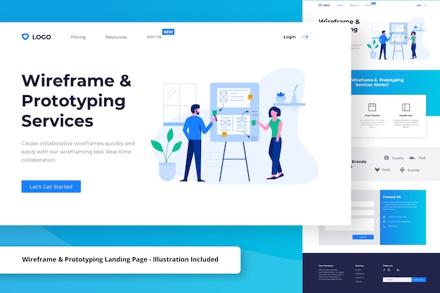PSD wireframing collaboration landing page