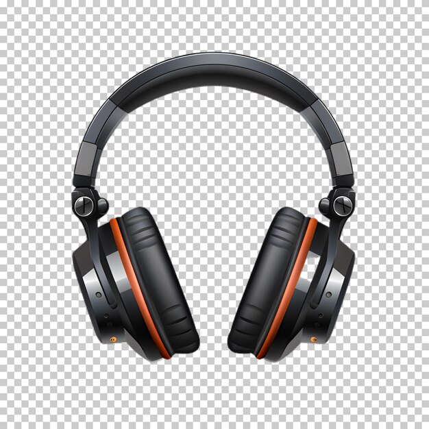 PSD wireless black headphone png isolated on transparent background