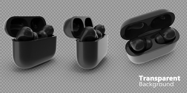 PSD wireless earbuds on transparent background