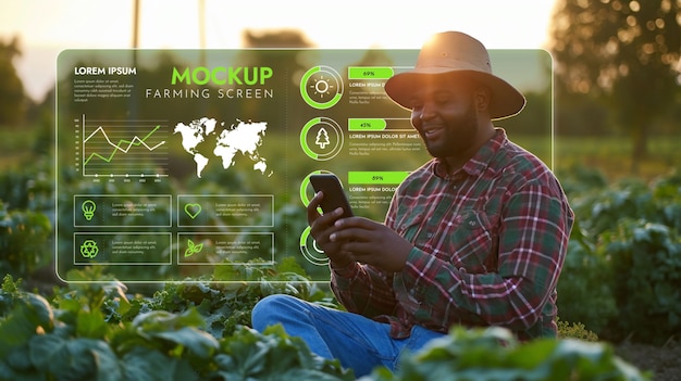 PSD mockup di un'app per l'agricoltura wireless