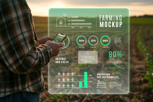 PSD mockup di un'app per l'agricoltura wireless