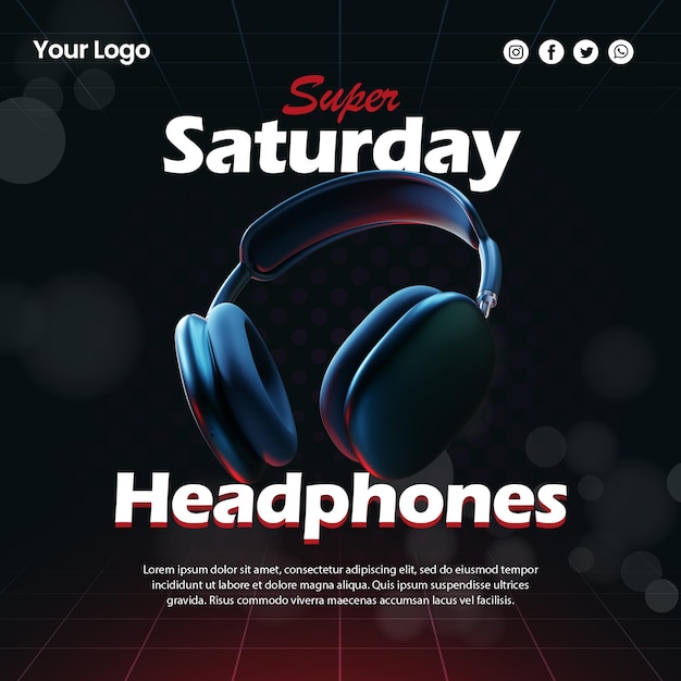 PSD wireless headphones social media post