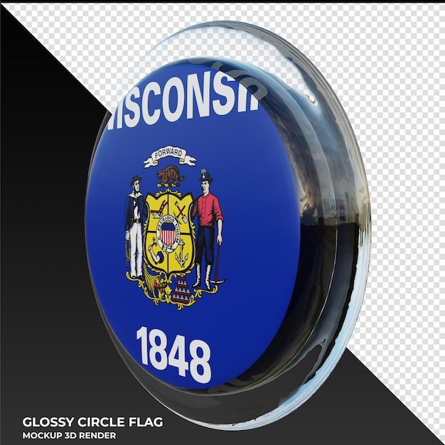 Wisconsin0002 Realistic 3d textured glossy circle flag