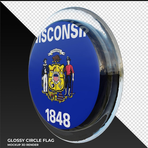 PSD wisconsin0002 リアルな 3 d テクスチャの光沢のある円の旗