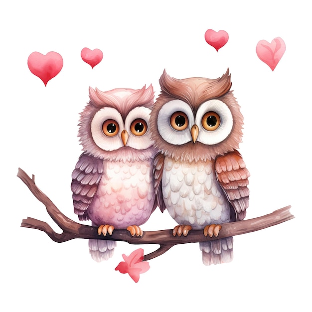 PSD wise love valentine owl couples adorabili compagni piumati per una celebrazione romantica