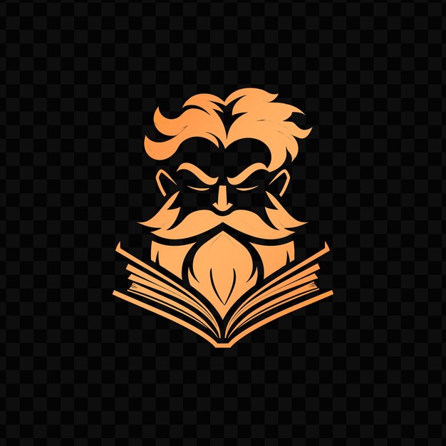 Wise old man mascot logo with a beard and a book designed wi psd vector tshirt tattoo ink art