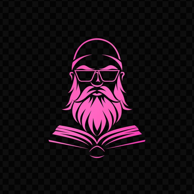 Wise old man mascot logo con una barba e un libro progettato wi psd vector tshirt tattoo ink art