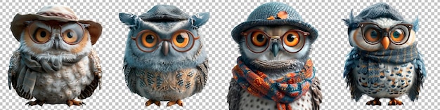 PSD wise owl storytelling in 3d isolated on a transparent background