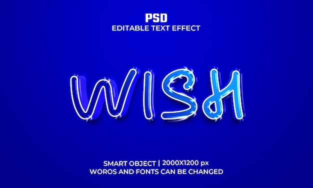 Wish 3d макет с редактируемым текстовым эффектом