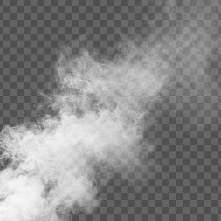 PSD wispy white smoke or vapor isolated on a transparent background
