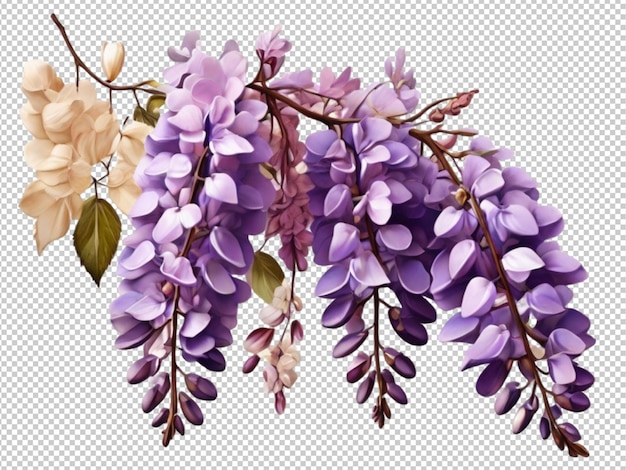 PSD wisteria flower png isolated on white background