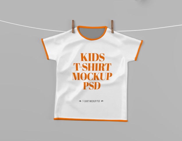 PSD wisząca dziecięca makieta t-shirt psd z edytowalnym wzorem i zmiennymi kolorami