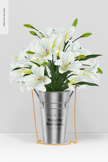 Wiszący wazon ścienny z kwiatami makieta