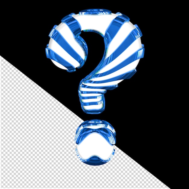 Wit 3d-symbool met blauwe riemen