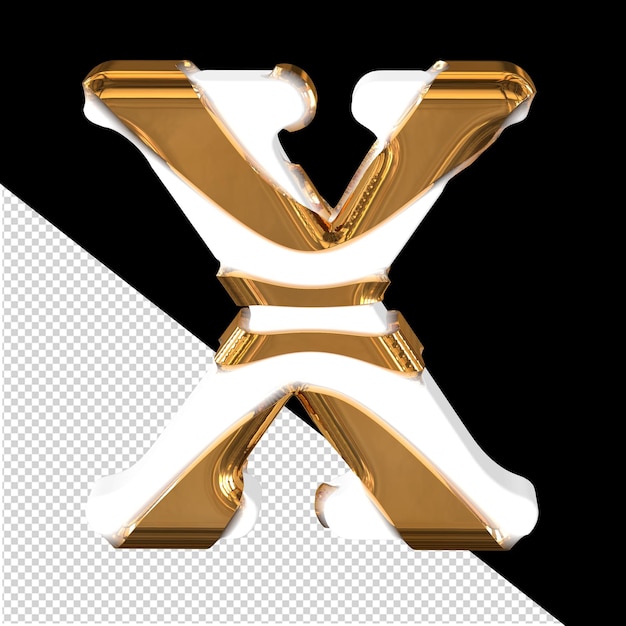 PSD wit 3d-symbool met dikke gouden riemen letter x