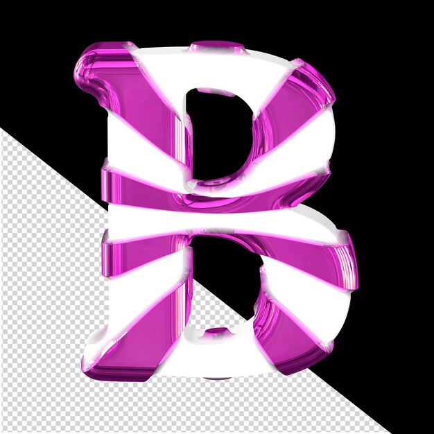 PSD wit 3d-symbool met dikke paarse riemen letter b