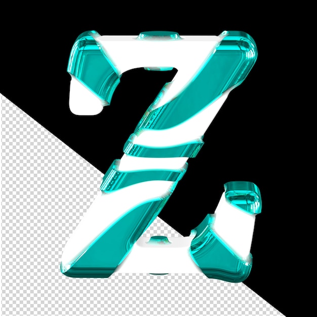 PSD wit 3d-symbool met dikke turquoise riemen letter z