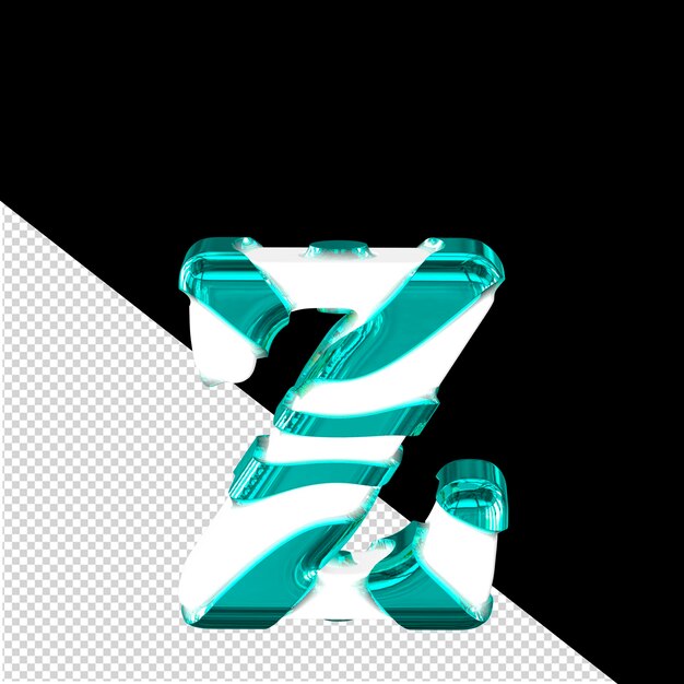 PSD wit 3d-symbool met dikke turquoise riemen letter z