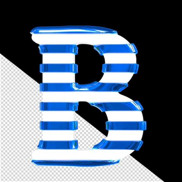 PSD wit 3d-symbool met dunne blauwe horizontale riemen letter b