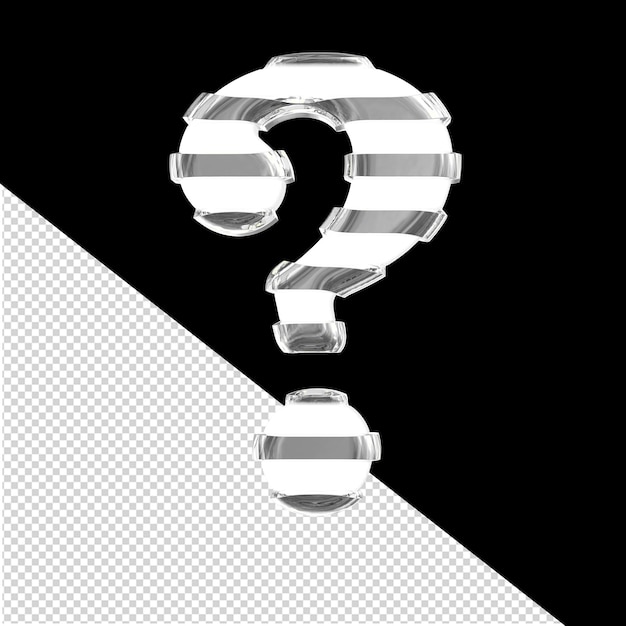 PSD wit 3d-symbool met dunne zilveren horizontale riemen