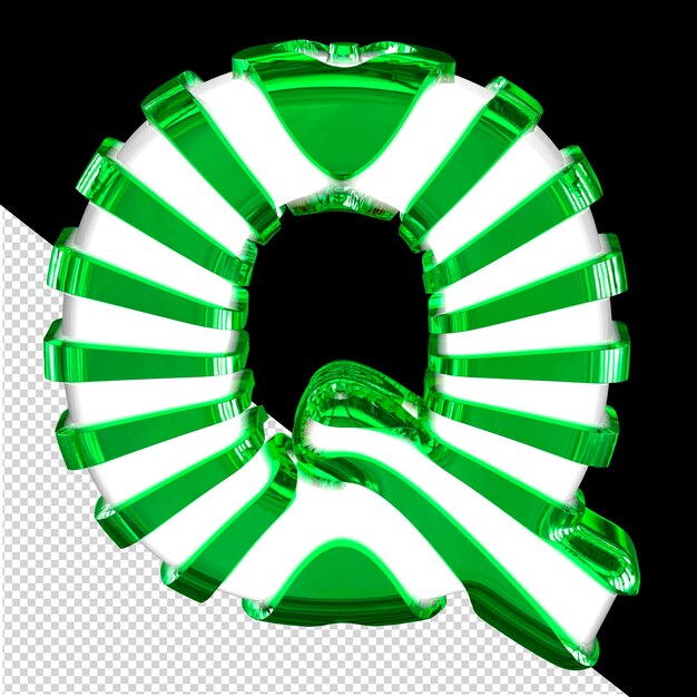 PSD wit 3d symbool met groene bandjes letter q