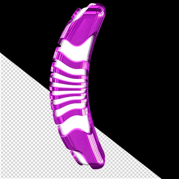 Wit 3d-symbool met paarse bandjes